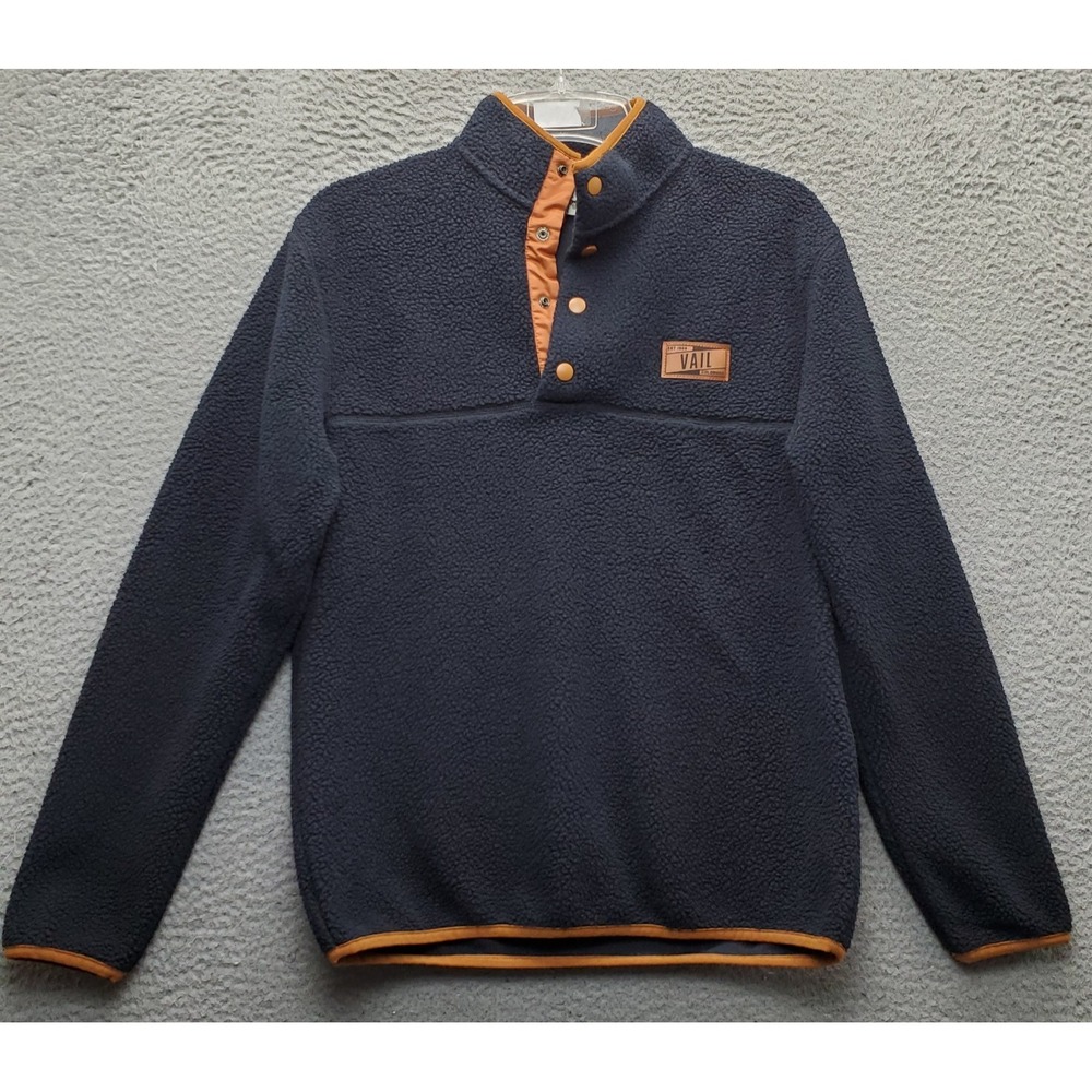 Artisans 1/4 Snap Sweater Mens S Black Sherpa Fleece Vail Colorado Logo Patch